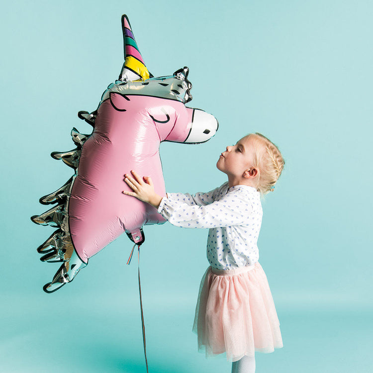 Decoración de fiesta de cumpleaños de niña con temática de unicornio: globo de unicornio punk