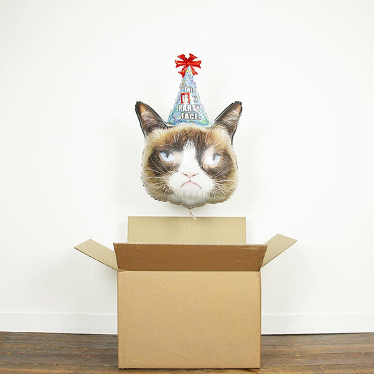 Globo de lámina de gato gruñón perfecto para un cumpleaños de perro y gato