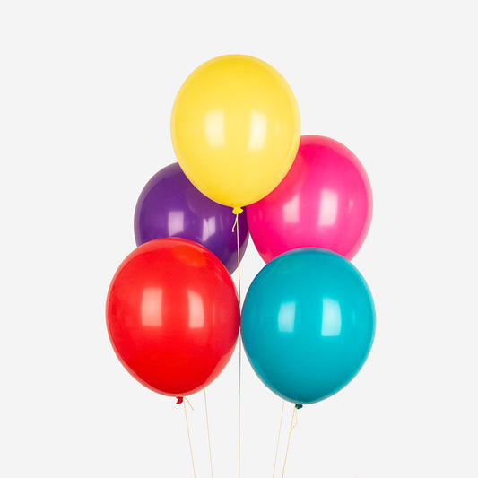 Multicolored balloons for child's birthday party decoration or baby shower.