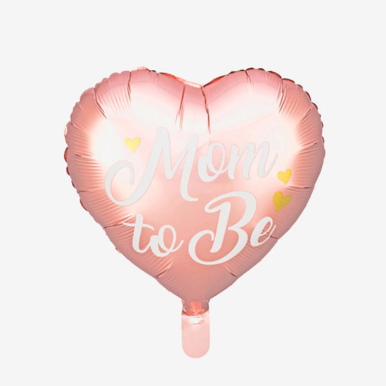 Decoration baby shower fille : ballon coeur rose mom to be