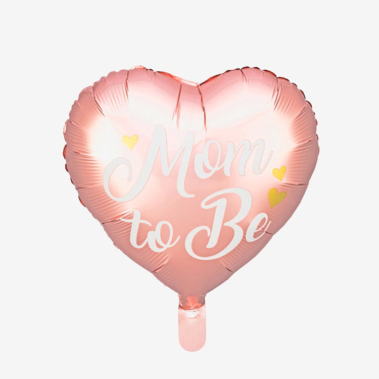 Decoration baby shower fille : ballon coeur rose mom to be