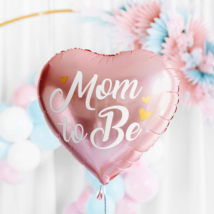 Gender reveal : ballon mom to be rose et arche de ballons rose et bleue