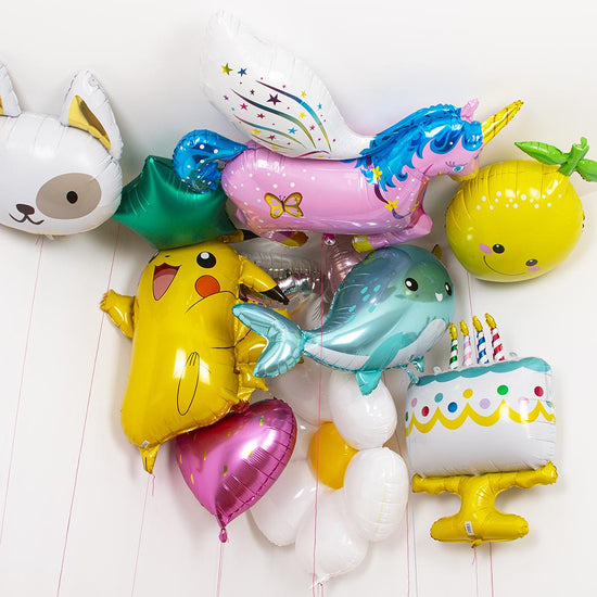 Idée deco anniversaire pokemon : ballon aluminium à forme gonflés à l'hélium
