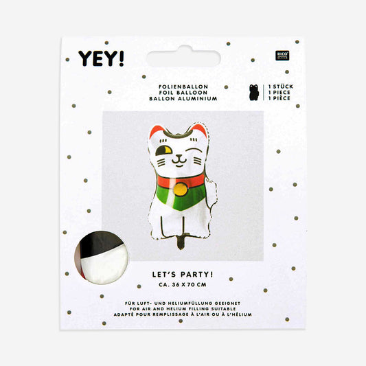 Packaging ballon chat porte bonheur à gonfler à l'hélium thème japon