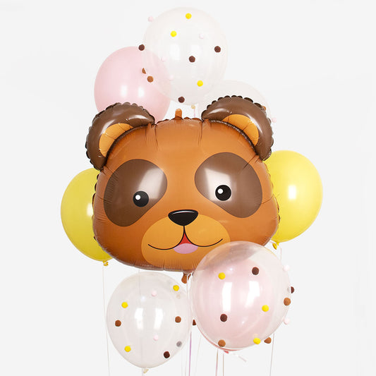Bunch of bear and pastel balloons for 1 year birthday decoration, 2 year birthday decoration