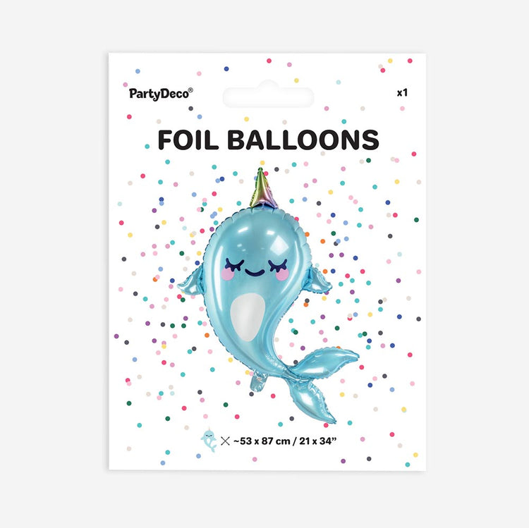 Packaging ballon narval : decoration anniversaire animaux de la mer
