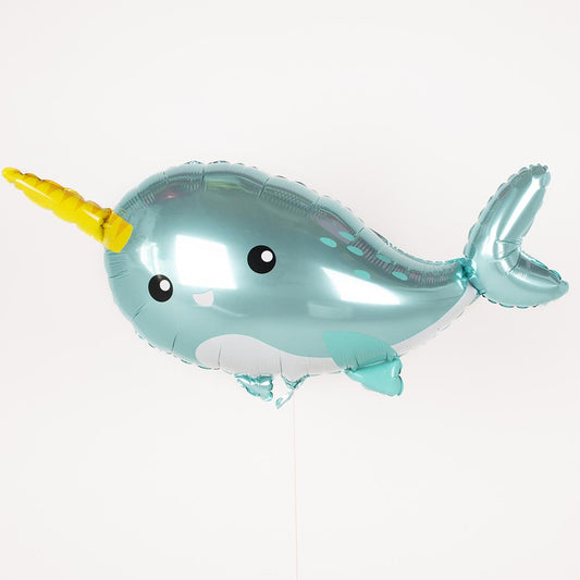 Ballon hélium narval pour décoration anniversaire animaux de la mer