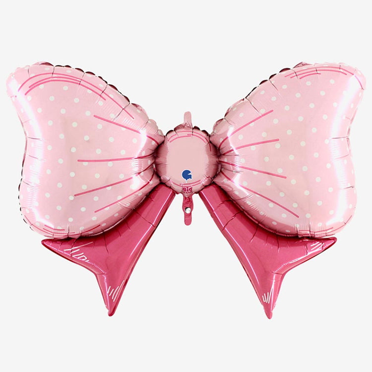 Ballon noeud rose pour decoration baby shower fille, deco gender reveal