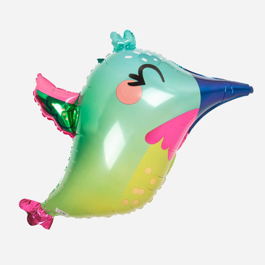 Déco anniversaire tropical : ballon hélium colibri pour anniversaire