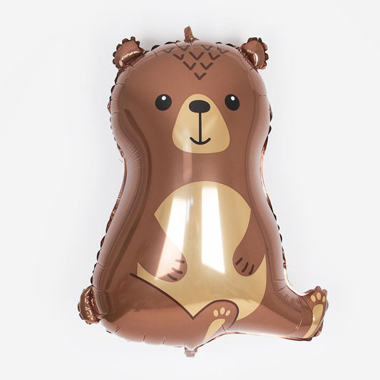 Decoración de cumpleaños: globo de oso para cumpleaños de animales del bosque.