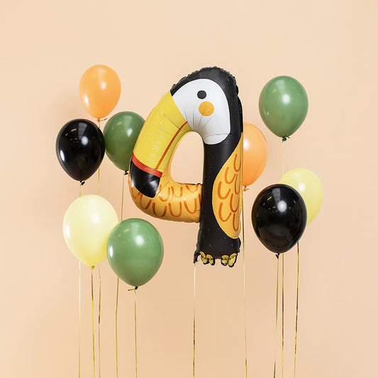 Ballons de baudruchue et ballon chiffre 4 pour anniversaire tropical