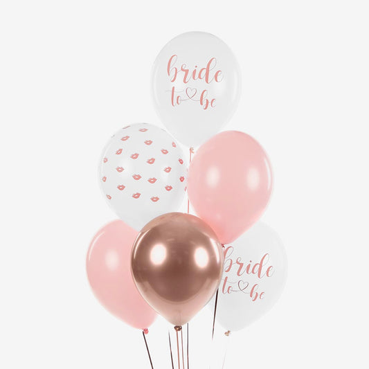 6 ballons de baudruche bride to be pour decoration EVJF élégante