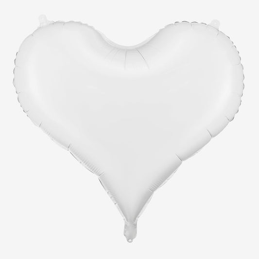 Ballon hélium en forme de coeur blanc pour décoration bapteme enfant