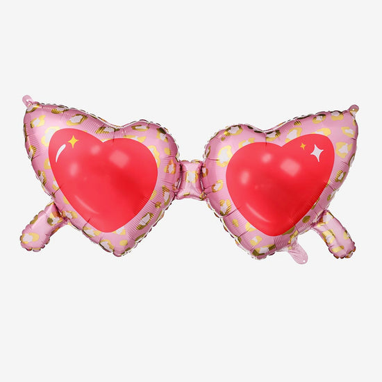 Ballon mylar lunettes et coeur : deco saint valentin originale