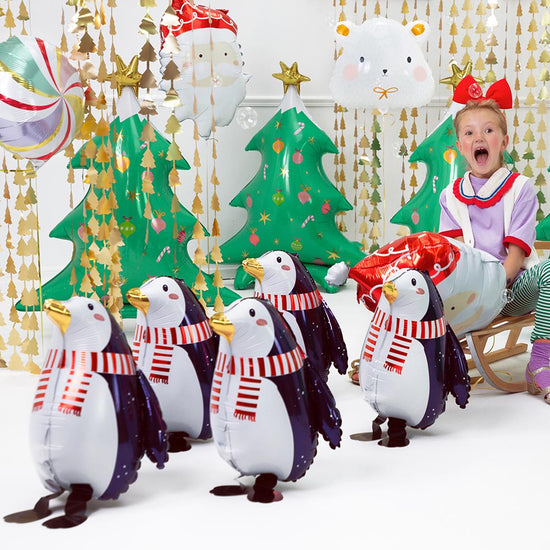 Décoration fêtes de fin d'année ballon aluminium pingouin