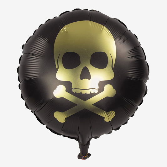 Decoración de cumpleaños pirata: globo de helio calavera para cumpleaños