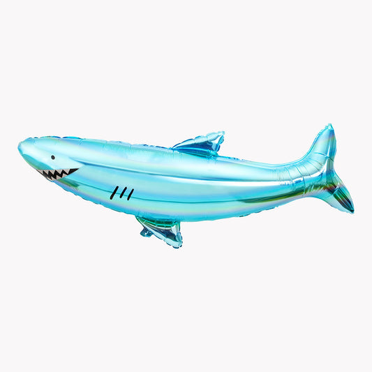 Tema de animal marino de cumpleaños de niño de globo de tiburón azul gigante
