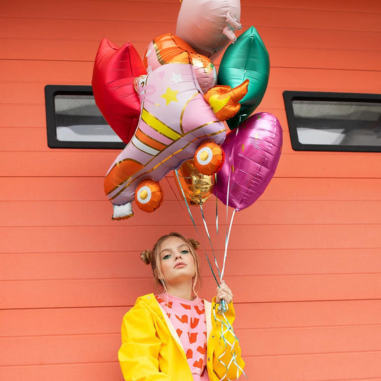 Grappes de ballons hélium rollers et coeur pour deco anniversaire ado