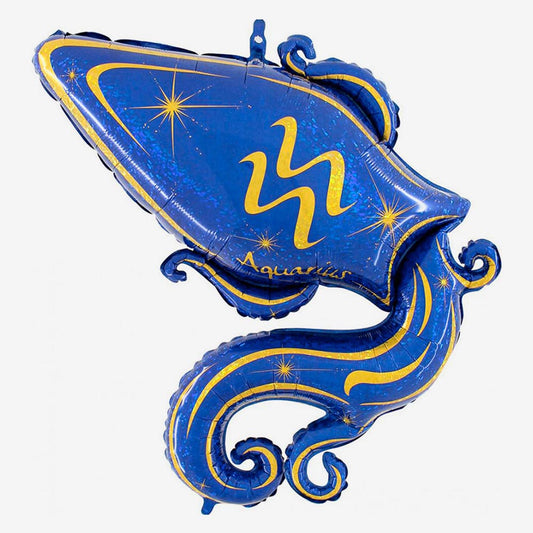 Ballon astro signe verseau bleu pour decoration anniversaire cosmos