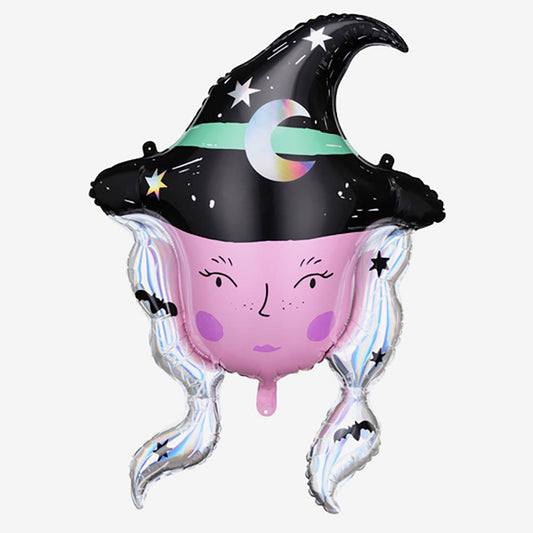 Halloween decoration: holographic witch helium balloon