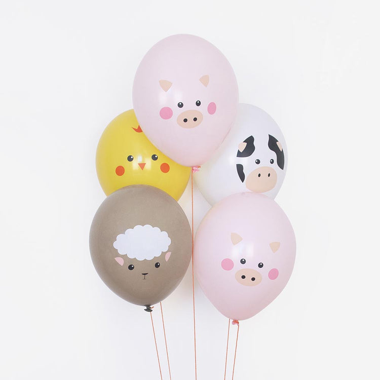 Ballon de baudruche : 5 ballons animaux de la ferme - décoration  anniversaire enfant