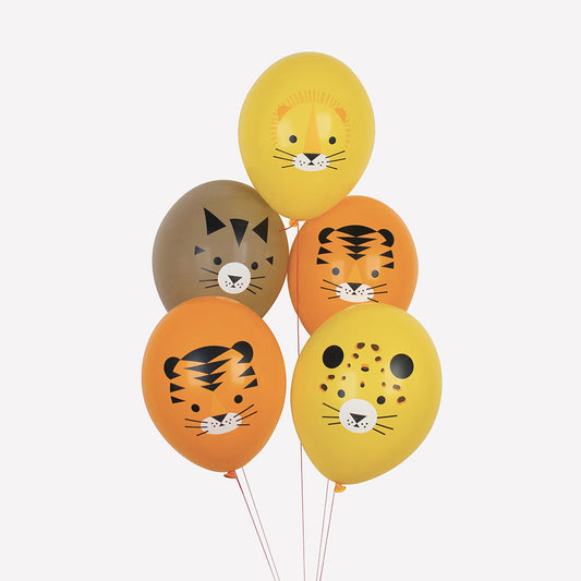 Feline balloons for safari-themed child's birthday decoration