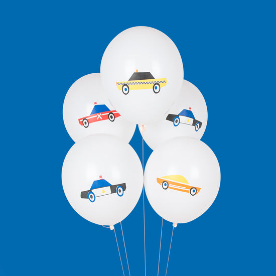Deco anniversaire voitures : ballons baudruche motif voitures my little day