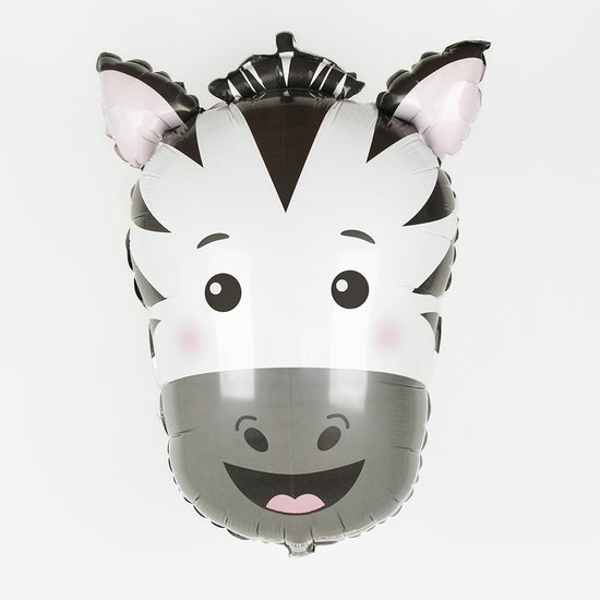 Ballon helium tête de zèbre pour déco anniversaire enfant safari