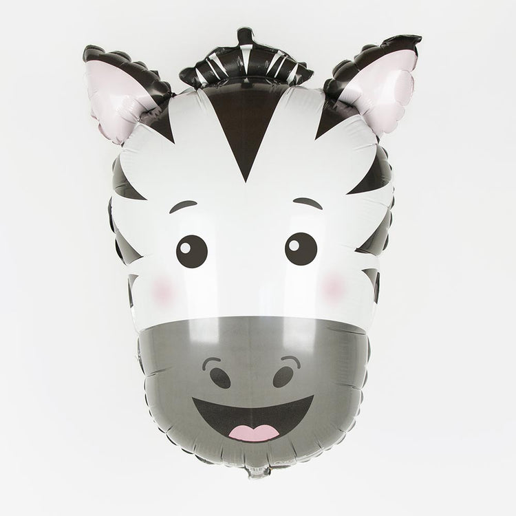 Ballon helium tête de zèbre pour déco anniversaire enfant safari