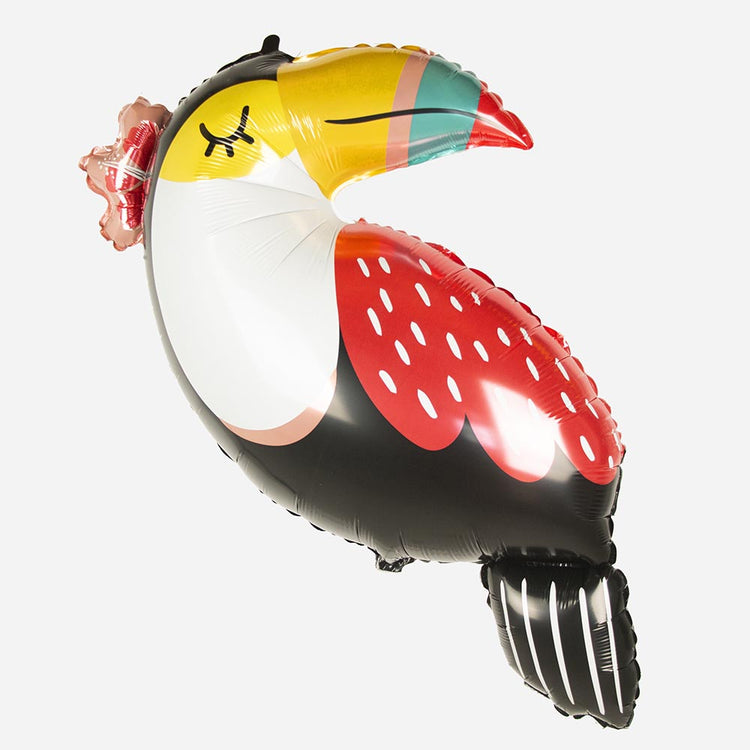 Ballon helium toucan pour déco anniversaire animaux sauvages, deco tropicale