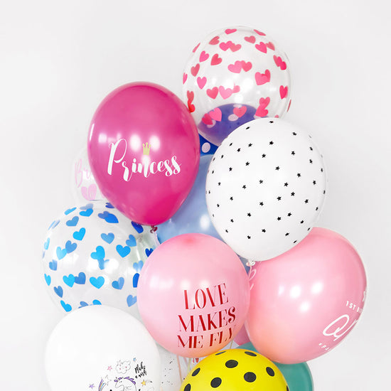Grappe de ballons multicolore : deco anniversaire princesse