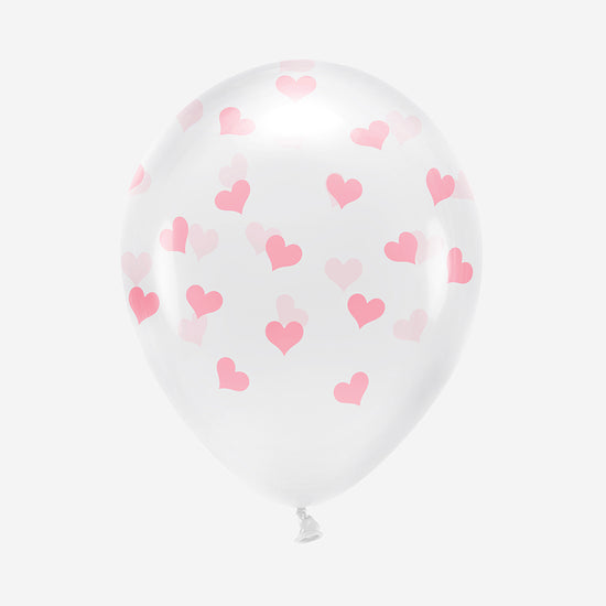 Ballons de baudruche transparents avec des coeurs roses