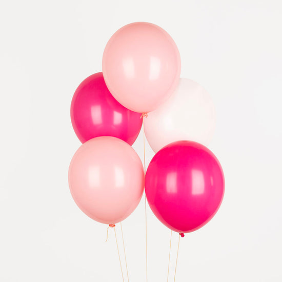 Ballons de baudruche trio roses pour deco anniversaire fille