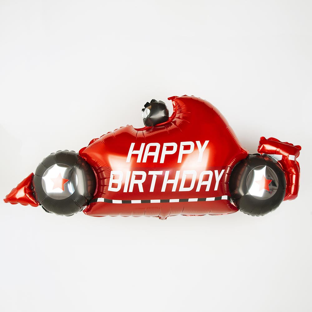 Ballon voiture de course joyeux anniversaire pour deco fete enfant