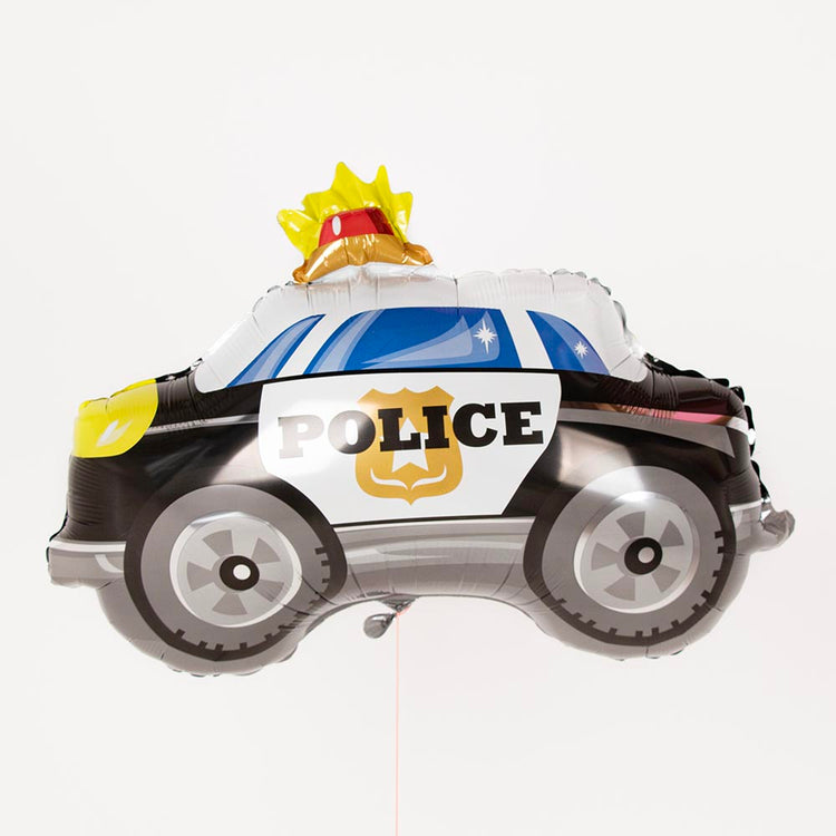 Globo de coche de policía para decoración de fiesta temática de cumpleaños.