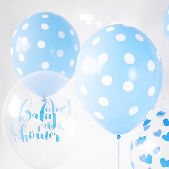 Grappe de ballons baudruche bleus pour decoration baby shower garçon