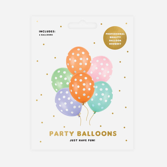 Packaging ballons pastel pois blancs, décoration baby shower