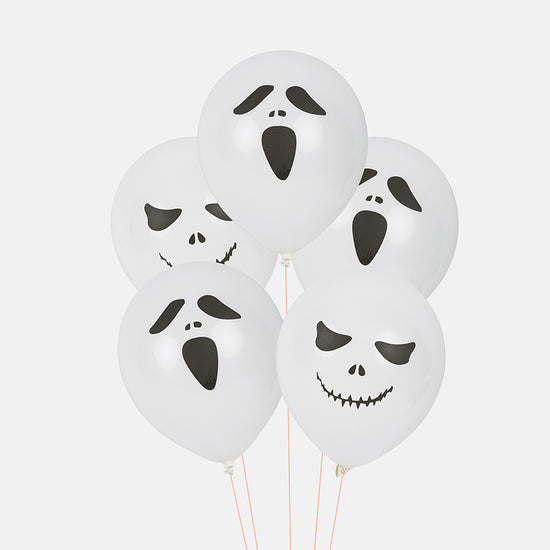 Globos blancos con cabeza de miedo para la decoración de fiestas de Halloween