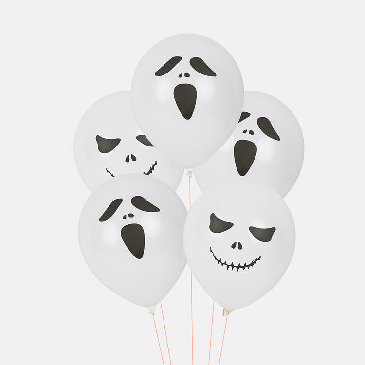 Globos blancos con cabeza de miedo para la decoración de fiestas de Halloween