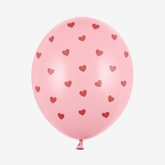 Ballon de baudruche rose coeur rouge : saint valentin, mariage