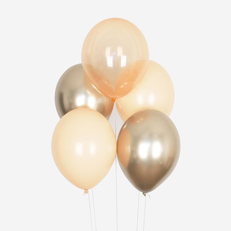 Ballon de baudruche latex biodégradable : 10 ballons mix pêche - décoration  anniversaire fête
