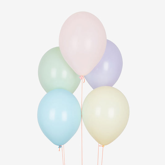 10 pastel pink, lilac, green, blue and yellow balloons