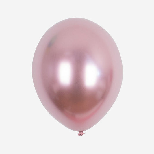 10 pink chrome balloons with a princess, ballerina or unicorn theme