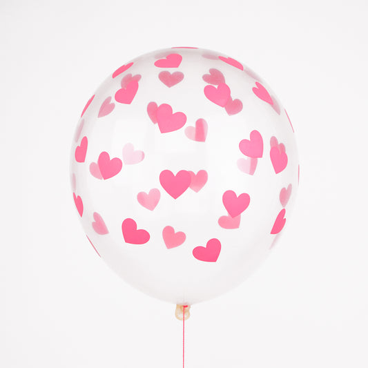 Transparent pink heart balloons for baby shower or wedding decoration