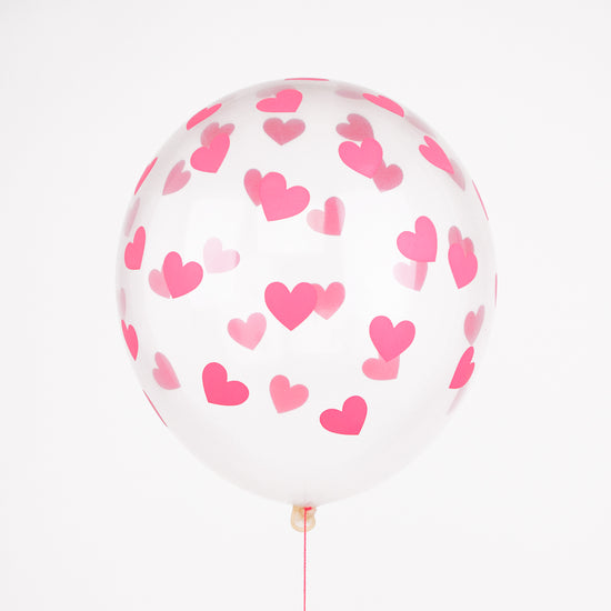 Ballons de baudruche transparents coeurs rose pour baby shower ou deco mariage