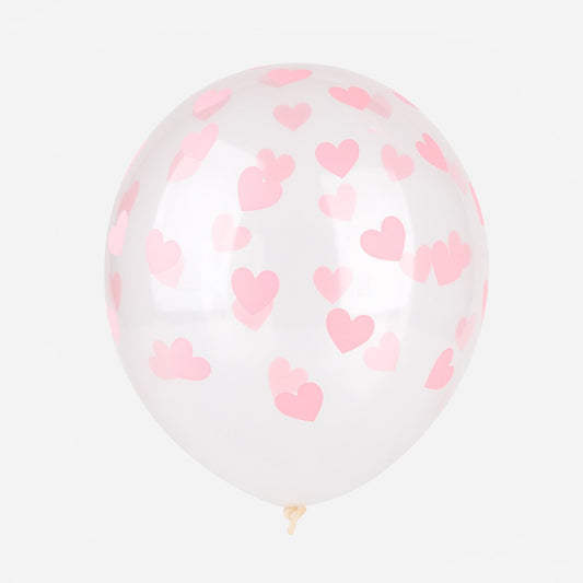 Ballons transparents coeurs roses pour anniversaire enfant ou deco de mariage.