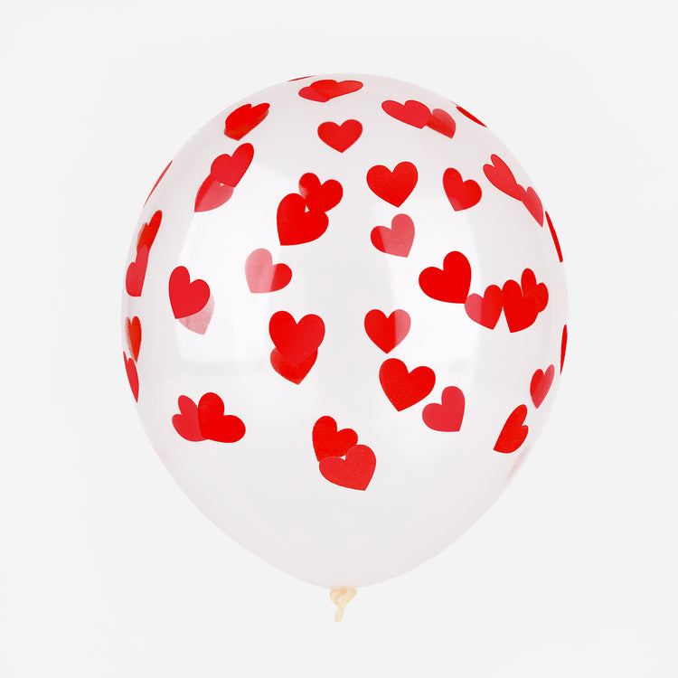 Ballons transparents coeurs rouge pour anniversaire enfant ou deco de mariage.