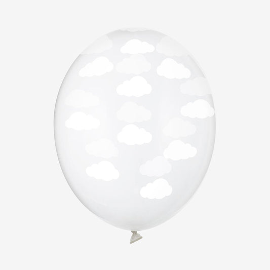 Palloncino trasparente con motivi a nuvola per la decorazione del baby shower
