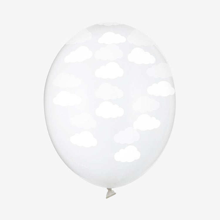 Ballon de baudruche transparent motifs nuage pour deco baby shower