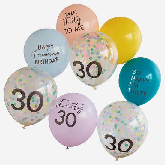 Deco anniversaire 30 ans : ballons happy 30 de Ginger Ray